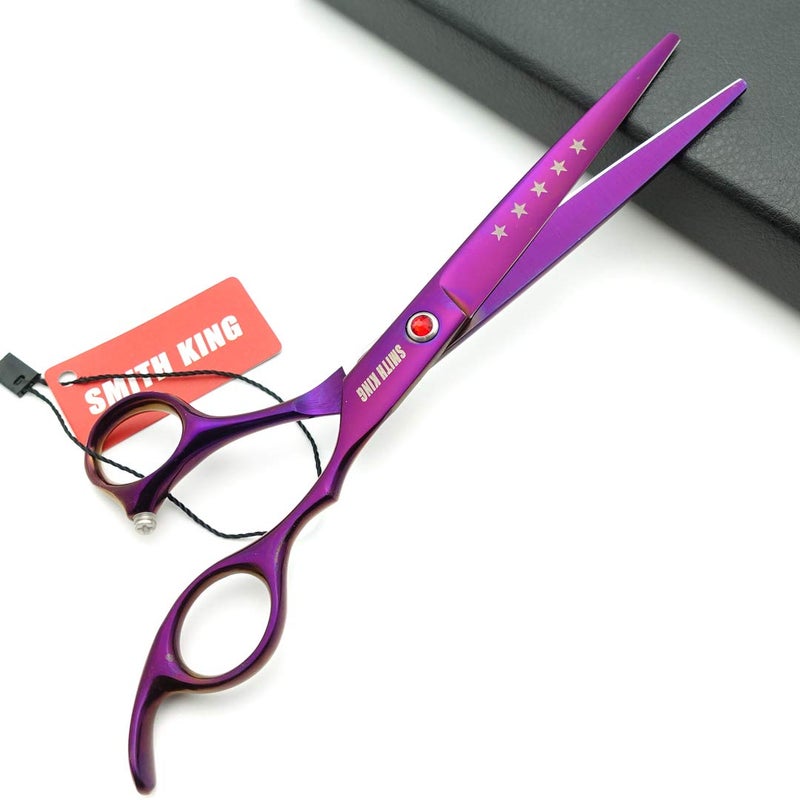 Smithking 7.0in Professional Pet Grooming Scissors set,Straight & Thinning & Curved scissors 4pcs set for Dog grooming (Violet) - Image 4